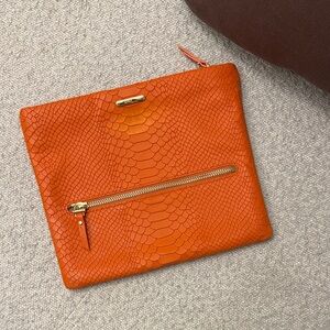 Gigi New York Orange Crocodile-Embossed Clutch